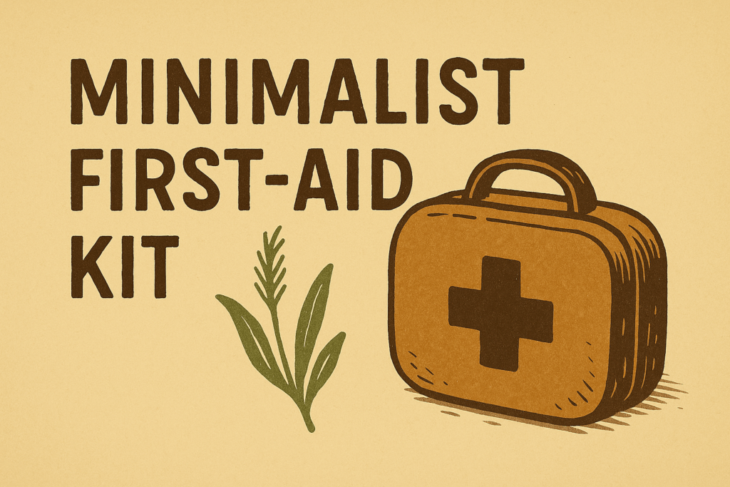 Vintage illustration of a minimalist first-aid kit with plant motif